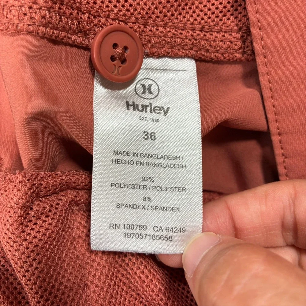 Hurley Phantom Mens Board Shorts Size 36 Orange Performance Surf Swim Lined
